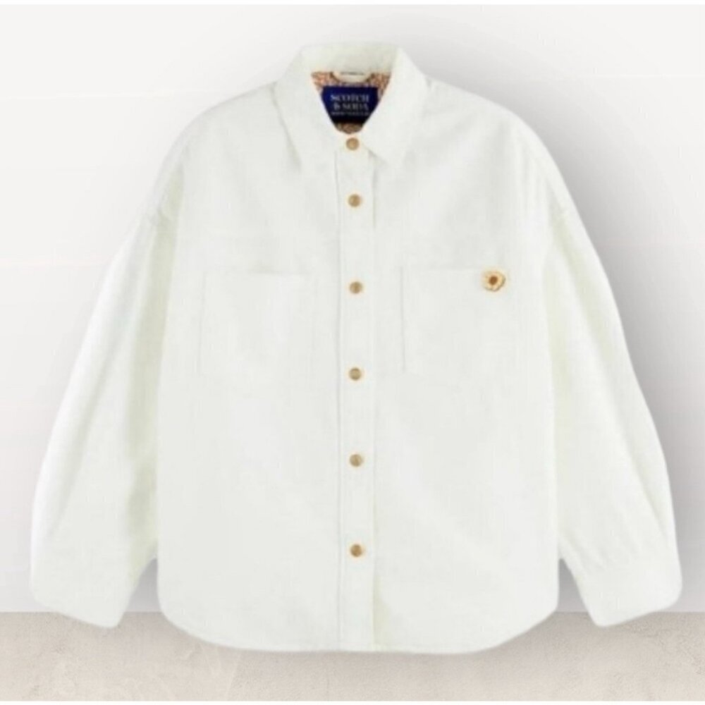Scotch & Soda Women’s Summer Jacket Sz M In White Beach Long Sleeve NWOT